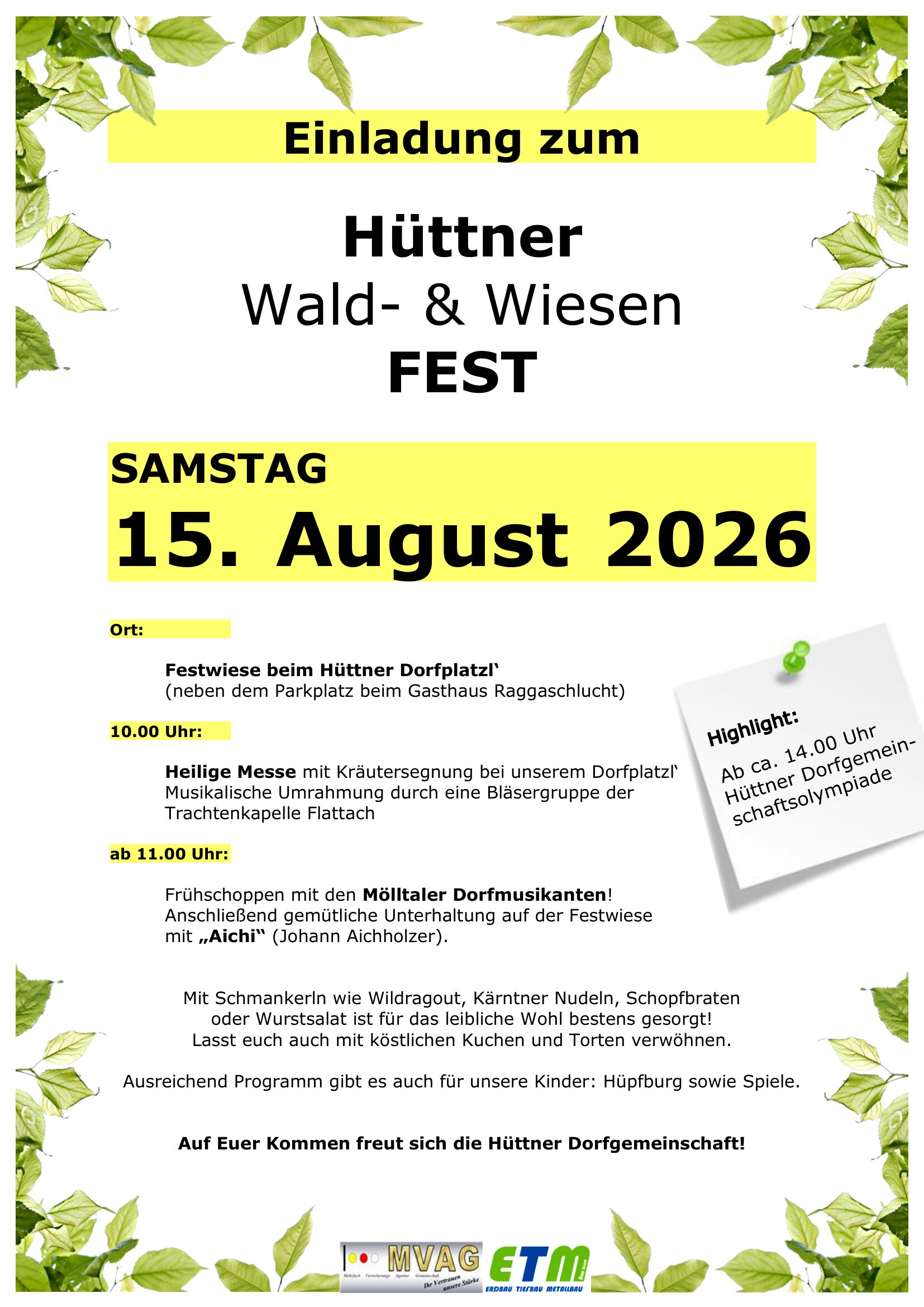 Hüttner Wald- und Wiesenfest
