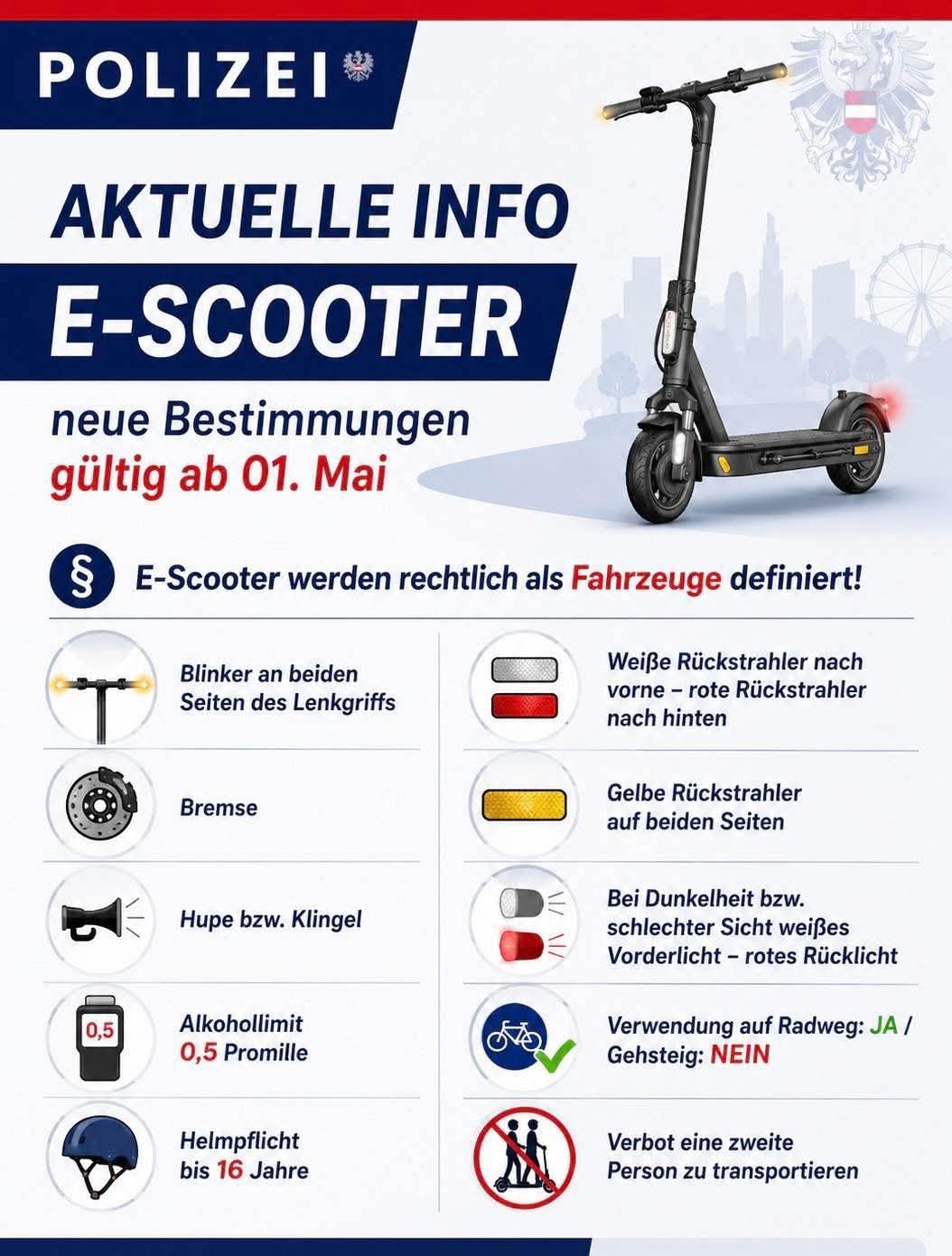 Folder betr. Neuerungen für E-Scooter 
