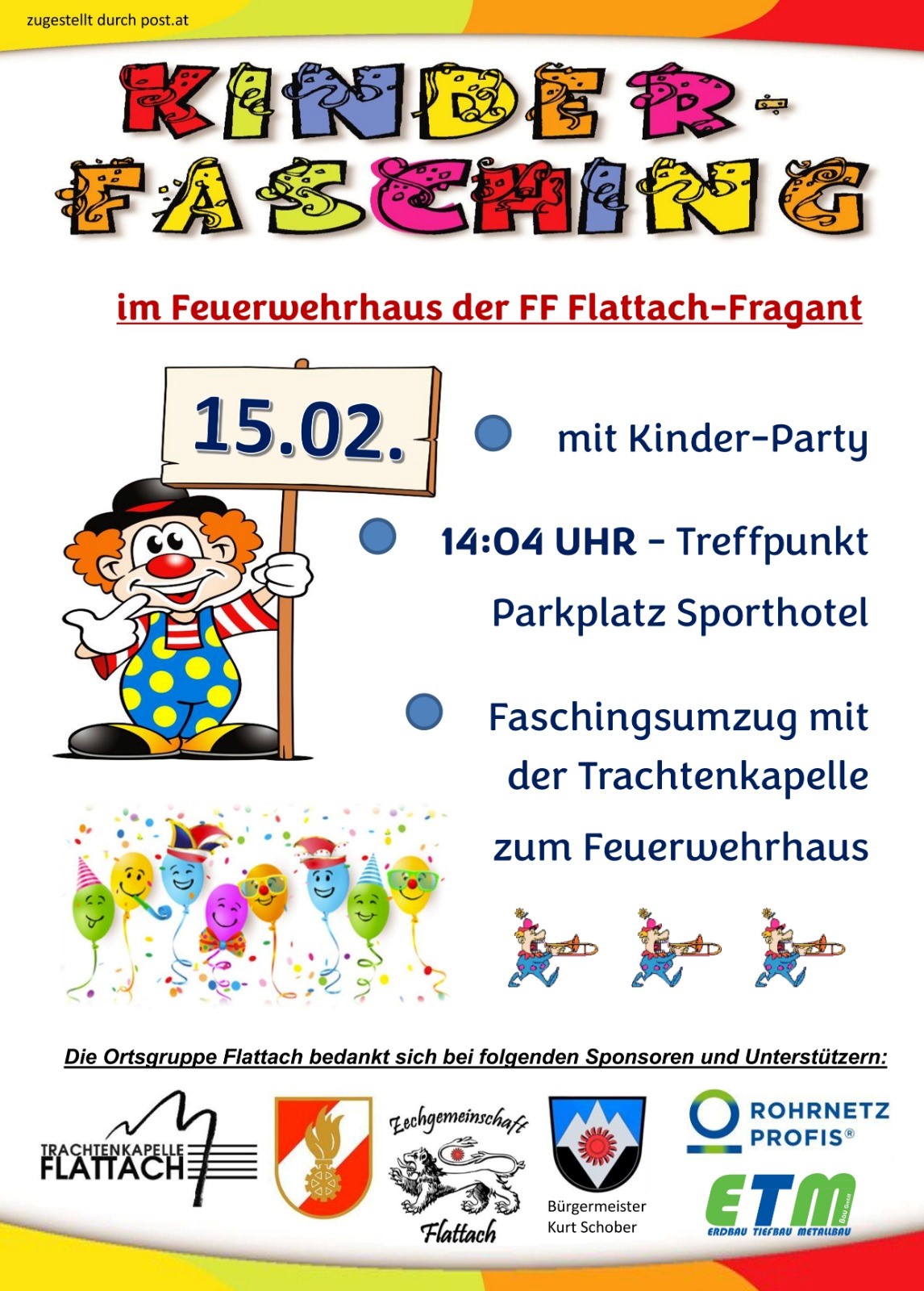 Kinderfasching 2026 im Feuerwehrhaus der FF Flattach-Fragant